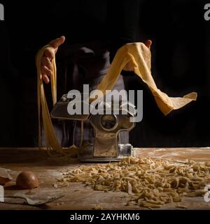 fresh pasta making Stock Photo