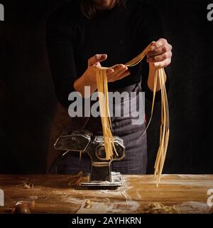 fresh pasta making Stock Photo
