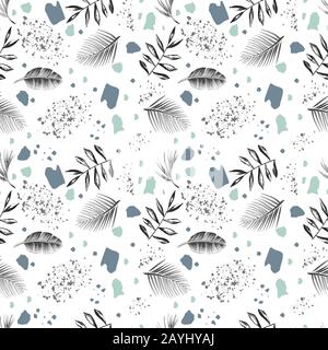 abstract branches and leaves design seamless pattern print Stock Photo