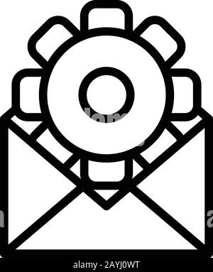 Gear mail wheel icon. Outline gear mail wheel vector icon for web design isolated on white background Stock Vector