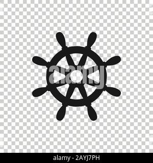 Helm wheel icon in flat style. Navigate steer vector illustration on white isolated background. Ship drive business concept. Stock Vector