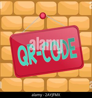 Handwriting text writing Qr Code. Conceptual photo the trademark for a type of matrix barcode A machinereadable code Colored memo reminder empty board Stock Photo
