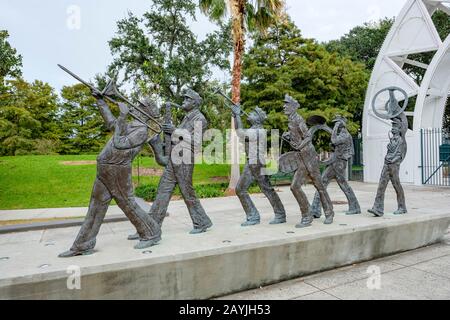 Jazz, brass band statue at Louis Armstrong Park New Orleans, Louisiana, USA Stock Photo