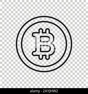 Bitcoin icon in flat style. Blockchain vector illustration on white isolated background. Cryptocurrency business concept. Stock Vector
