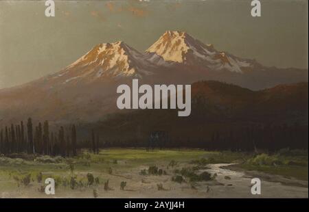 Frederick Ferdinand Schafer - Sunset on Mt. Shasta from Sissons, California. Stock Photo