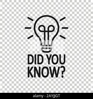 Did You Know icon in flat style. Question mark vector illustration on white isolated background. Attention banner business concept. Stock Vector