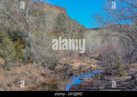 Carrizo Creek flowing through Carrizo in the Fort Apache Indian Reservation, Carrizo,  Arizona USA Stock Photo