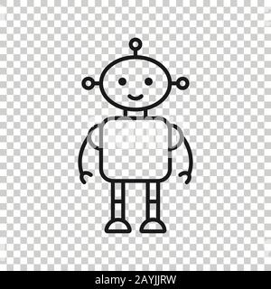 Cute robot chatbot icon in flat style. Bot operator vector illustration on white isolated background. Smart chatbot character business concept. Stock Vector