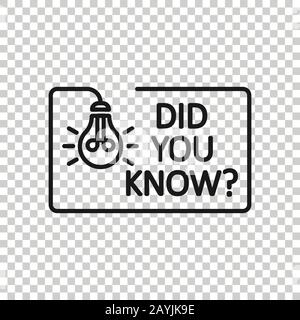Did You Know icon in flat style. Question mark vector illustration on white isolated background. Attention banner business concept. Stock Vector