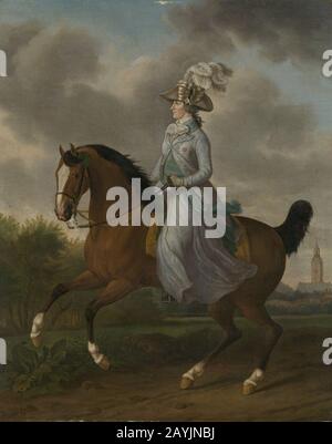 Frederika Sophia Wilhelmina van Pruisen (1751-1820). Echtgenote van prins Willem V, te paard Stock Photo