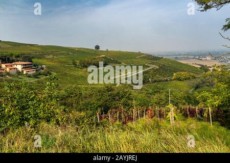 Oltrepo Pavese, Pavia, Lombardy, Italy: the vineyards at fall (October) Stock Photo