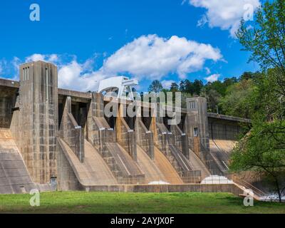 Nimrod Dam on the Fourche LaFave River, Ouachita Mountains, Highway 7, Arkansas. Stock Photo