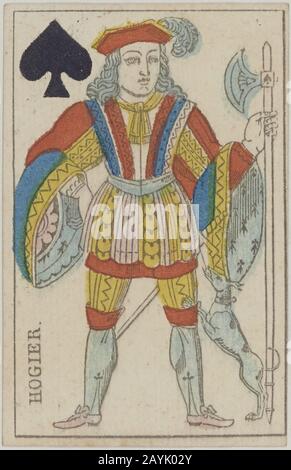 French Portrait card deck - 1816 - Jack of Spades. Stock Photo