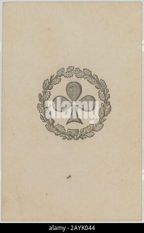 French Portrait card deck - 1816 - Ace of Clubs. Stock Photo