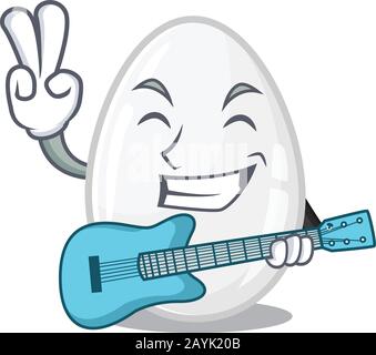 Chicken playing guitar cartoon character logo illustration Stock Vector ...