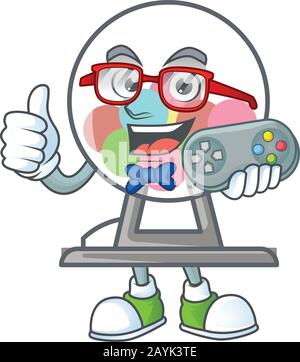 An attractive gamer lottery machine ball cartoon character design Stock Vector