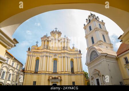 Vilnius University St. John's Church and Bell Tower in Lithuania Stock Photo