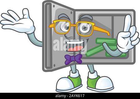 The Geek character of security box open mascot design Stock Vector
