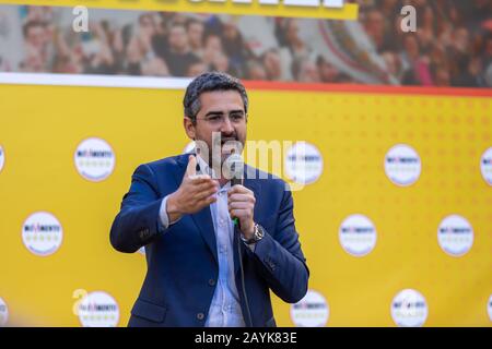 Rome, Italy. 15th Feb, 2020. Riccardo Fraccaro on the stage of the M5S event. (Photo by Gennaro Leonardi/Pacific Press) Credit: Pacific Press Agency/Alamy Live News Stock Photo
