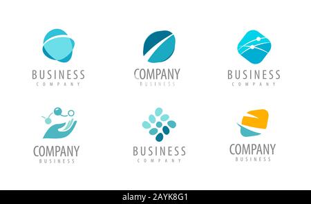 Business set of abstract colorful logos. Icons vector Stock Vector