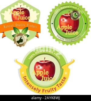Label colorful collection for apple juice and drinks for creative product design Stock Vector
