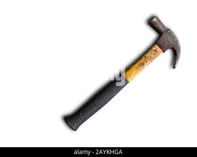 isolated old hammer on white background Stock Photo