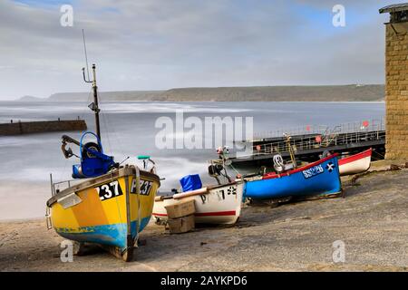 Boats on the slipway in Sennen Cove, Cornwall,UK Stock Photo - Alamy