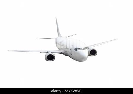 Airplane passenger isolated on white color background Stock Photo