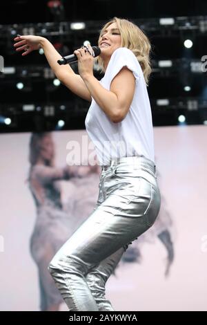 February 16, 2020: DELTA GOODREM performing at the Fire Fight Australia Concert for the National bushfire relief at ANZ Stadium on February 16, 2020 in Sydney, NSW Australia  (Credit Image: © Christopher Khoury/Australian Press Agency via ZUMA  Wire) Stock Photo