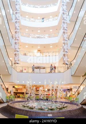 22 MAY 2018, LEIPZIG, GERMANY: Interior view of the Karstadt Mall in Leipzig Stock Photo