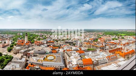 Cityscape view of Leipzig city, Saxony, Germany Stock Photo