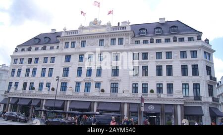 COPENHAGEN, DENMARK - JUL 06th, 2015: View of Hotel D Angleterre building in Copenhagen. Hotel d Angleterre is one of the first deluxe hotels in the Stock Photo