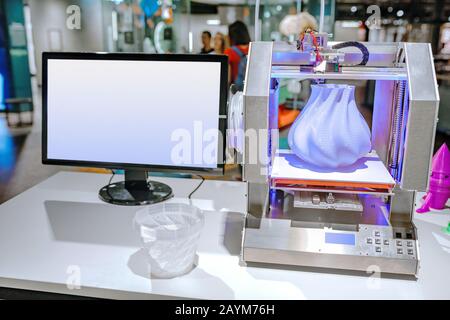 Modern 3D printer printing figure Stock Photo