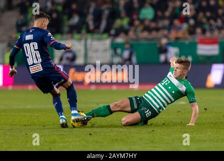 BUDAPEST, HUNGARY - FEBRUARY 15: (l-r) Miha Blazic of Ferencvarosi