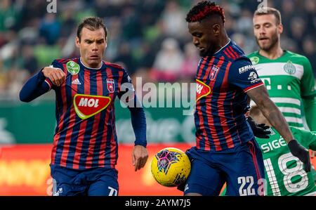 BUDAPEST, HUNGARY - FEBRUARY 15: (l-r) Miha Blazic of Ferencvarosi