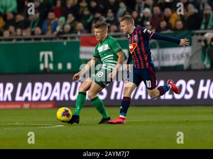 BUDAPEST, HUNGARY - FEBRUARY 15: (l-r) Miha Blazic of Ferencvarosi