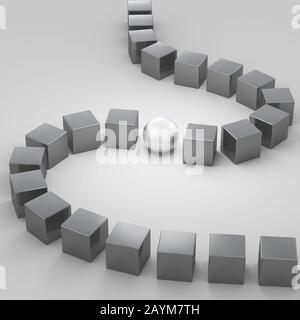 Design of abstract grey cubes, 3d rendering Stock Photo