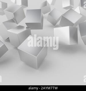 Design of abstract grey cubes, 3d rendering Stock Photo