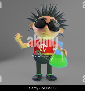 Funny punk rocker with spikey hair holding a wireless mouse, 3d ...
