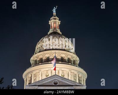 State Capitol, night scene,  dome, Austin, Texas, USA Stock Photo