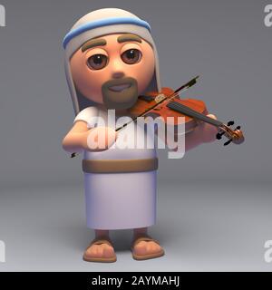 The saviour Jesus Christ son of God playing the violin, 3d illustration render Stock Photo