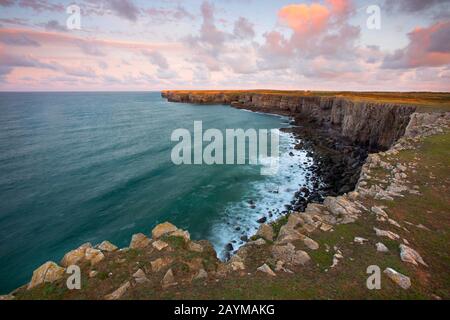 coastal landscape at the Pembrokeshire Coast National Park, United Kingdom, Wales, Pembrokeshire Coast National Park Stock Photo