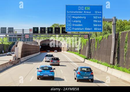 BERLIN, GERMANY, 20 MAY 2018: Car traffic at highway road near Berlin Stock Photo
