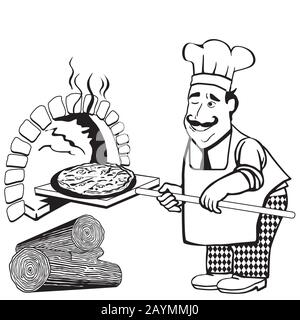 Baking pizza in the oven vector illustration Stock Vector