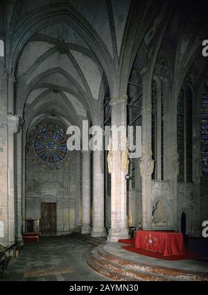 France, Carcassonne. Basilica of Saints Nazarius and Celsus. Gothic-Romanesque style. Interior. The City. Languedoc-Roussillon. Stock Photo