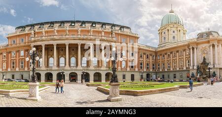 14 MAY 2018, BUDAPEST, HUNGARY: Panorama of courtyard of the Royal Palace Budavar in Budapest Stock Photo
