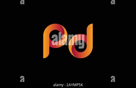 beautiful P and D logo with multiple colours Stock Vector