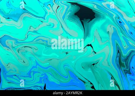 Blue ocean swirl pattern. Luxury art in Eastern style Stock Photo
