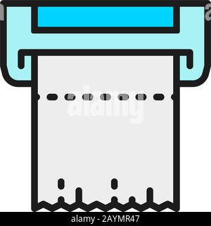 Wall napkin holder, hand dryer flat color line icon. Stock Vector