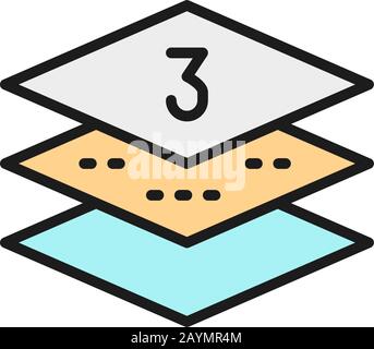 Three-layer napkin paper flat color line icon. Stock Vector